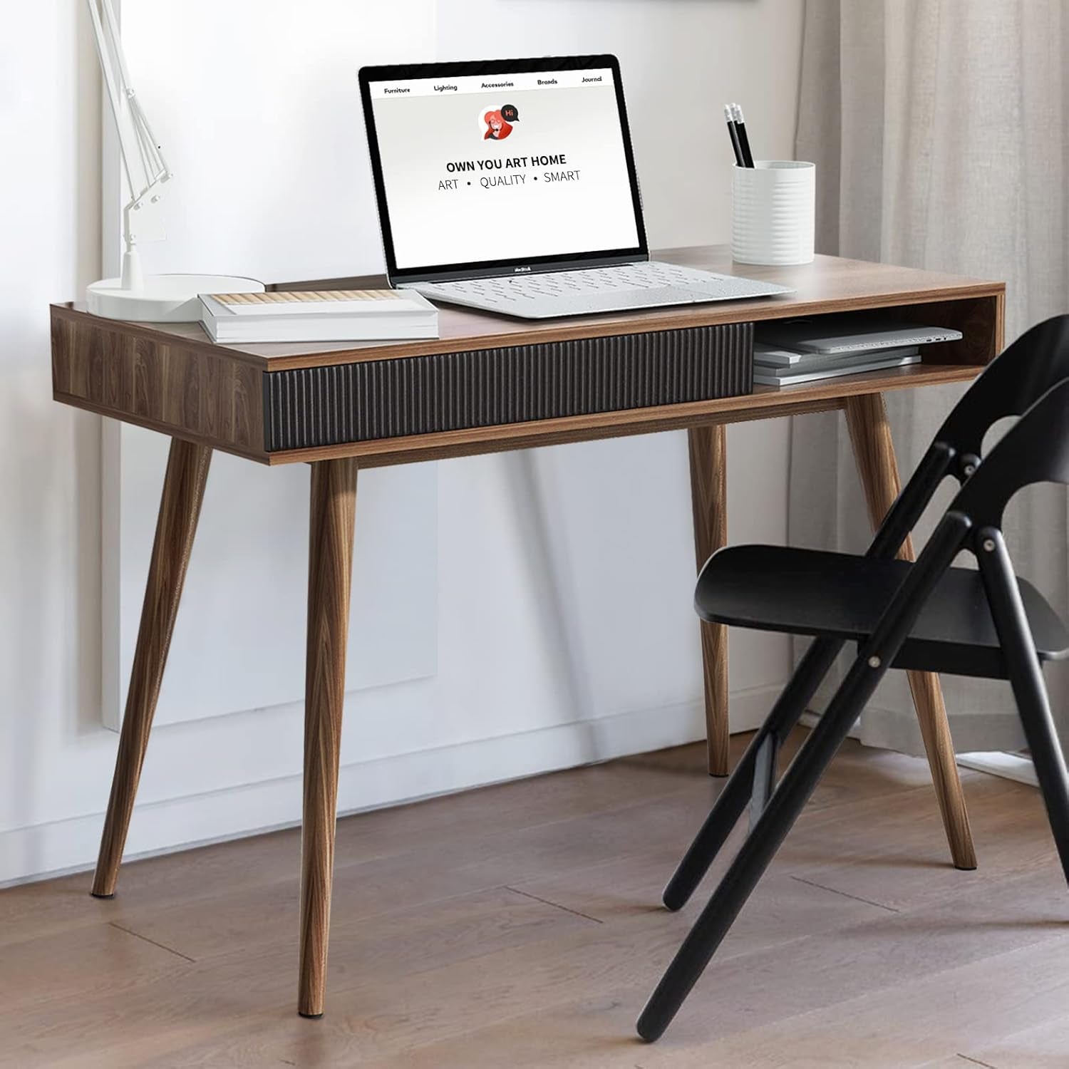 Mid-Century Modern Writing Desk with Drawer