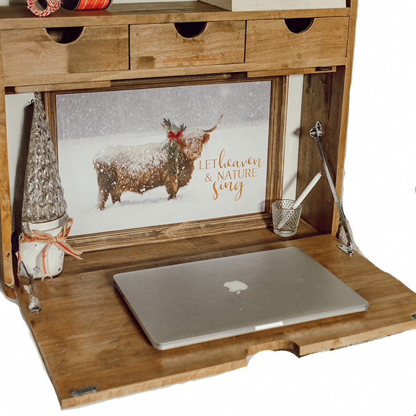 Rustic Oak Wood Fold Down Shelf