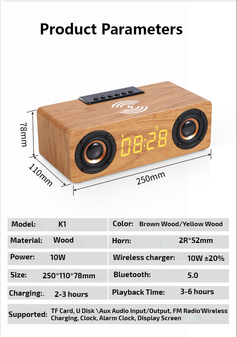 Wooden Retro Theme 4n1 Clock