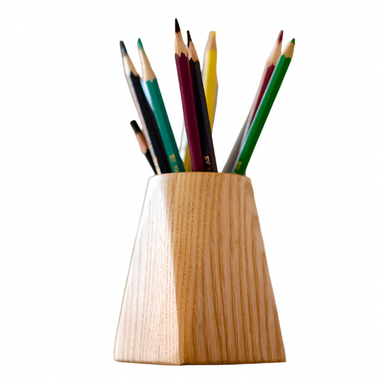Ash Wood Desktop Pen Holder