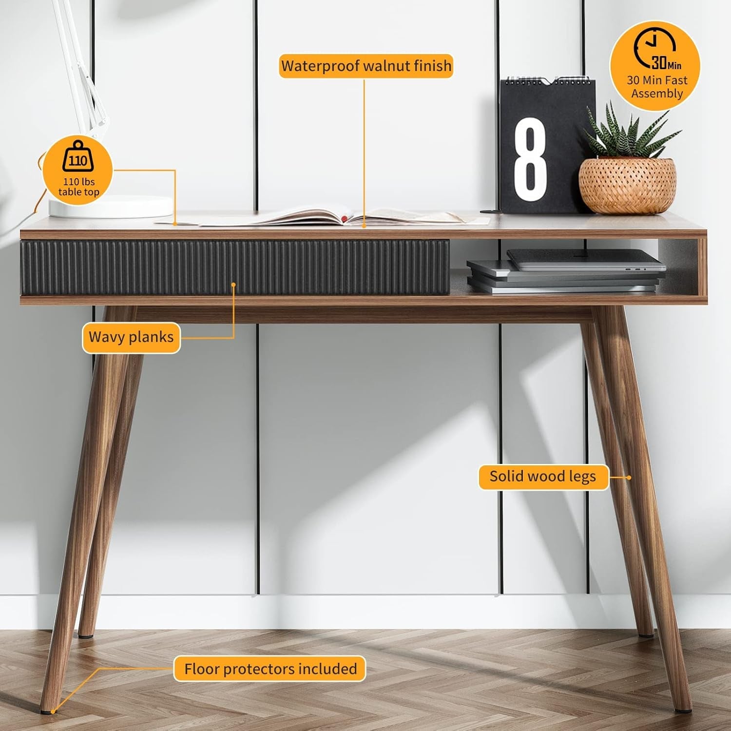 Mid-Century Modern Writing Desk with Drawer