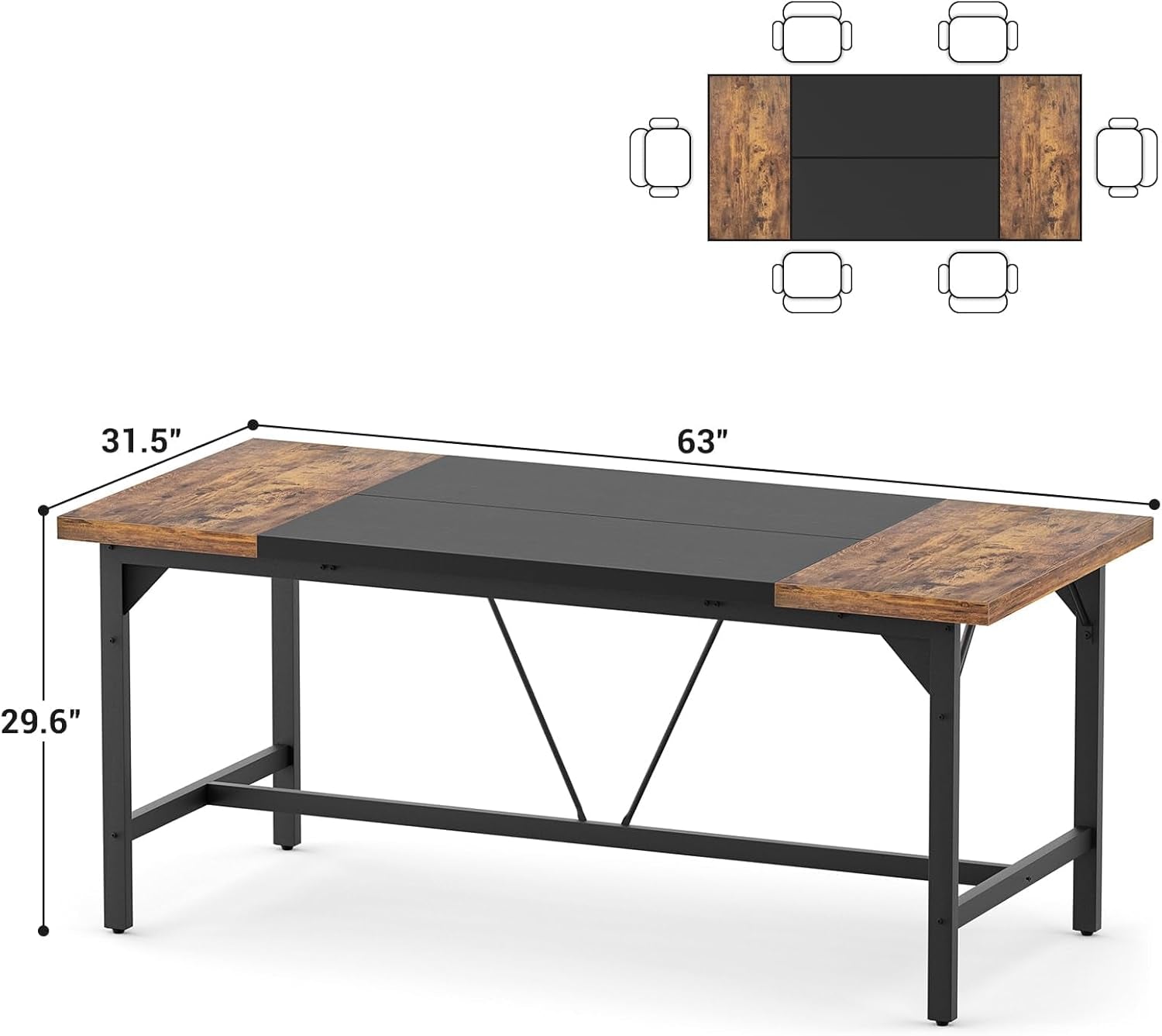 Large Rustic Computer Desk for Home Office Workstation-1