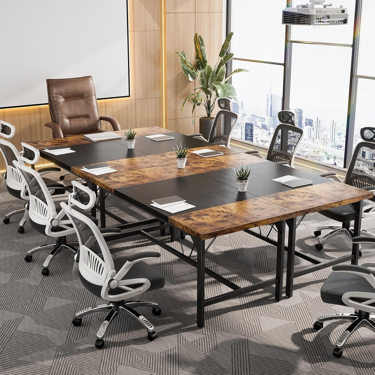 Large Rustic Computer Desk for Home Office Workstation-3