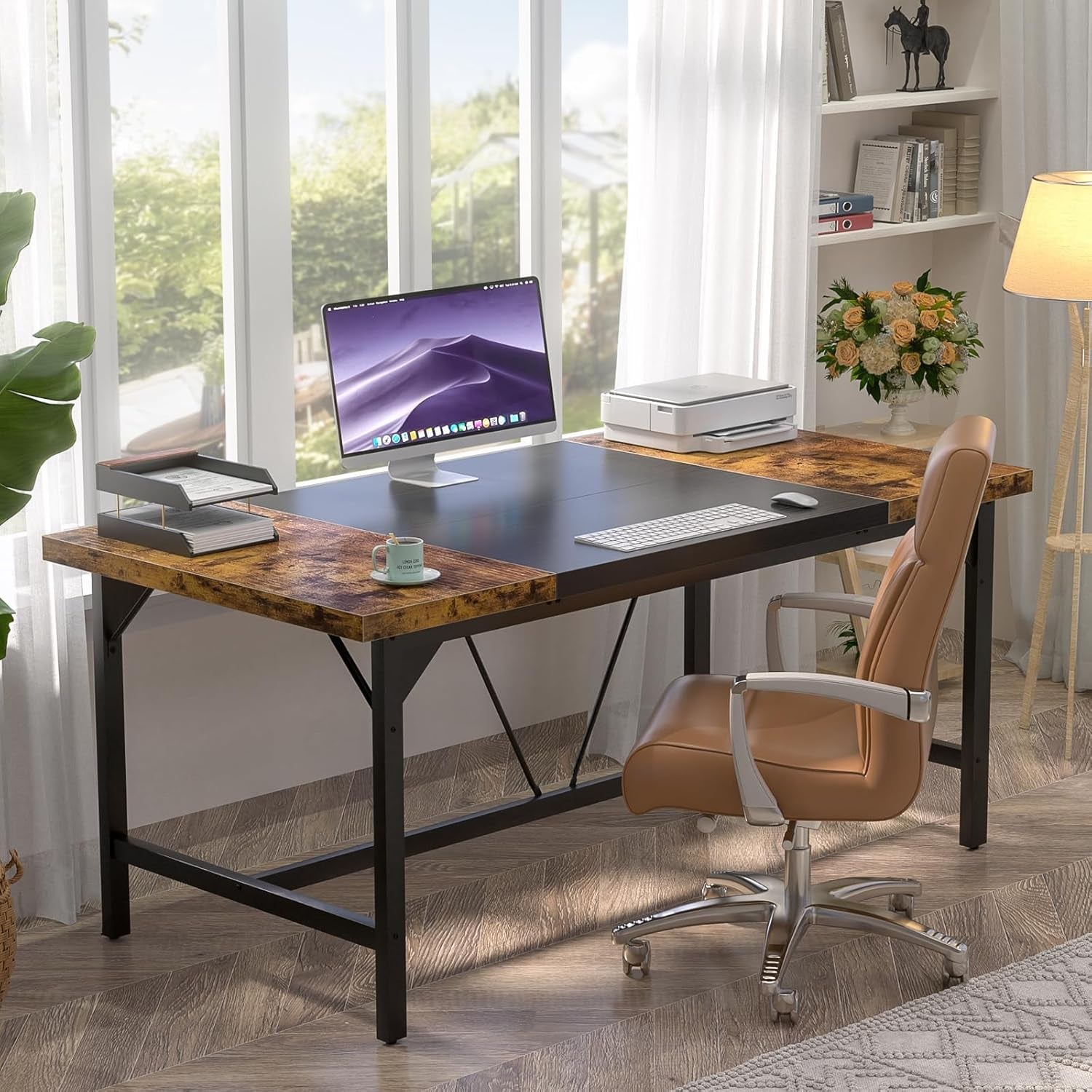 Large Rustic Computer Desk for Home Office Workstation-2
