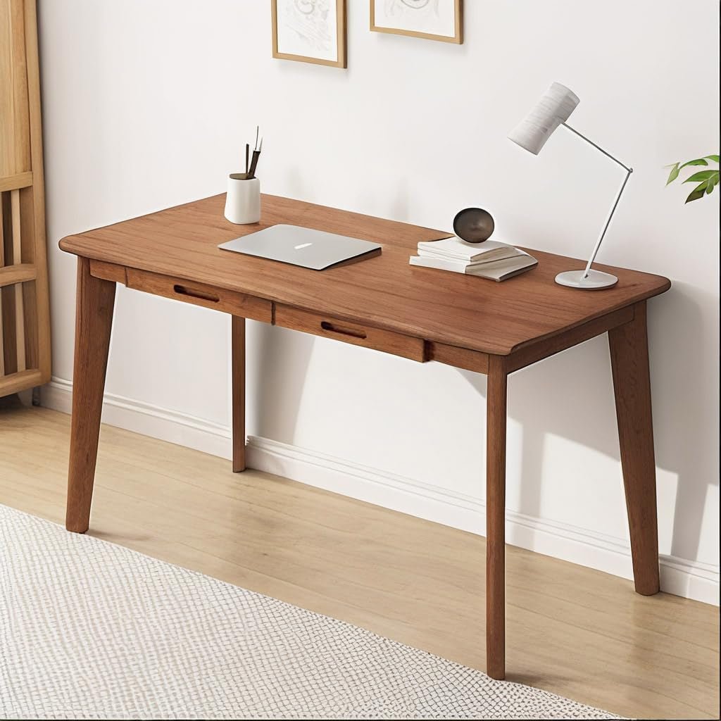 Modern Writing Desk with Two Drawers for Home Office-0